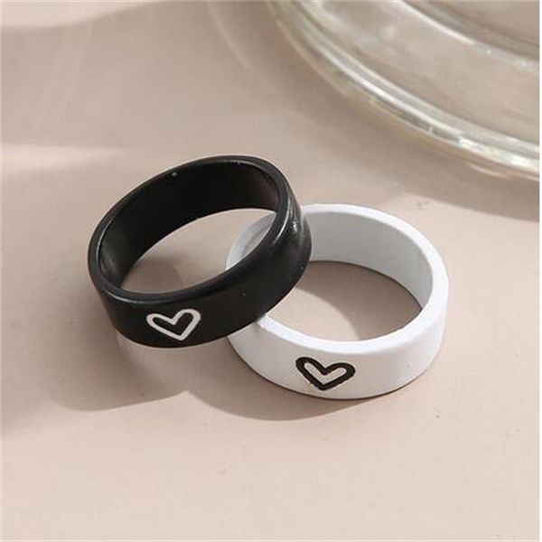

simple couple ring combination ins wind net red love couple over gift rings gc1573, Silver