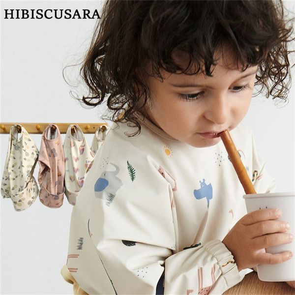 

bibs burp cloths 1 5 yrs kids toddler soft pu easy wear long sleeved infant baby art crafts waterproof mealtime protection smock children 22