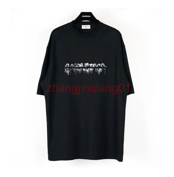 

designer balanciagas t shirt graffiti letters printing cotton mens and womens lovers casual short tshirt sleeve black fashion brands balenci, White;black