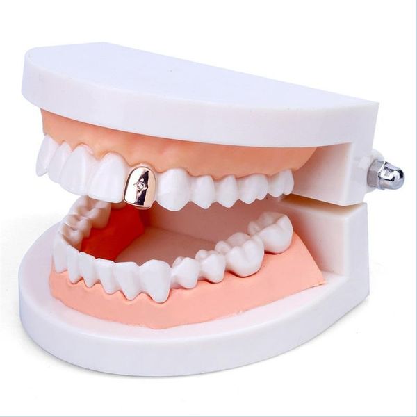 

grillz dental grills 3 colors single teeth grillz cz zircon tooth caps dental grills for men hip hop rapper jewelry 2254 bdejewelry dhjks, Black