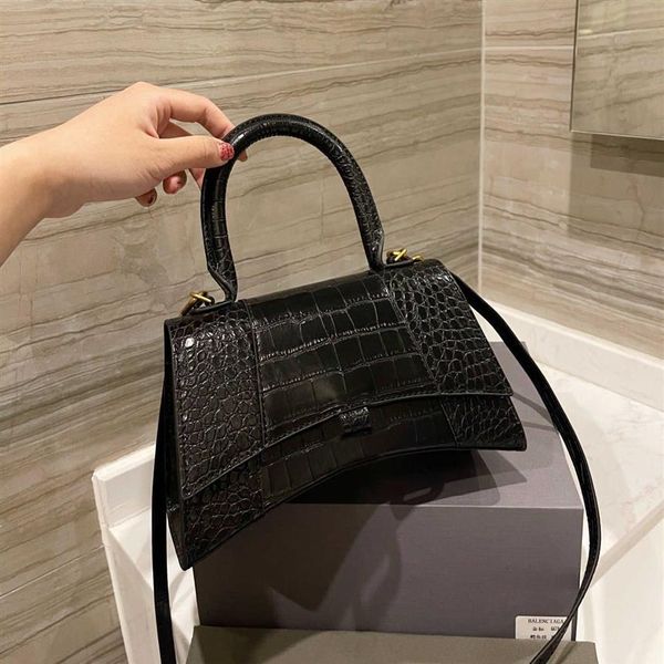 

luxury designer hourglass ladies bag crocodile pattern handbag leather hour glass women totes purses classic crossbody tote184s