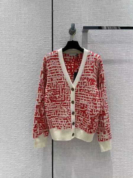 

2022 new autumn winter milan runway sweaters v neck long sleeve women's sweaters high end jacquard cardigan designer sweater 0906-18, White;black