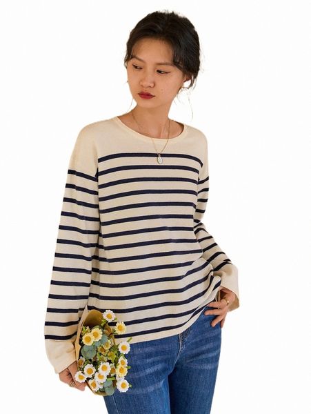 

women's sweaters dazy stripe pattern drop shoulder sweater d2zd#, White;black