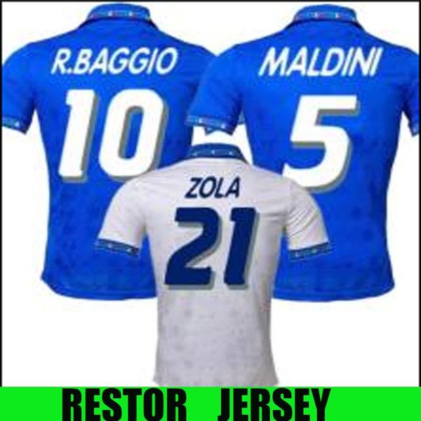 

1994 retro version italy soccer jersey 94 home maldini baresi roberto baggio zola conte shirt away national team football uniforms, Black