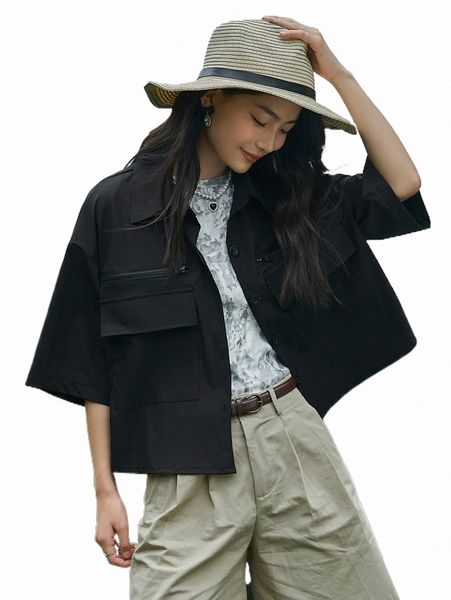 

women's blouses & shirts dazy flap pocket drop shoulder shirt m6ng#, White