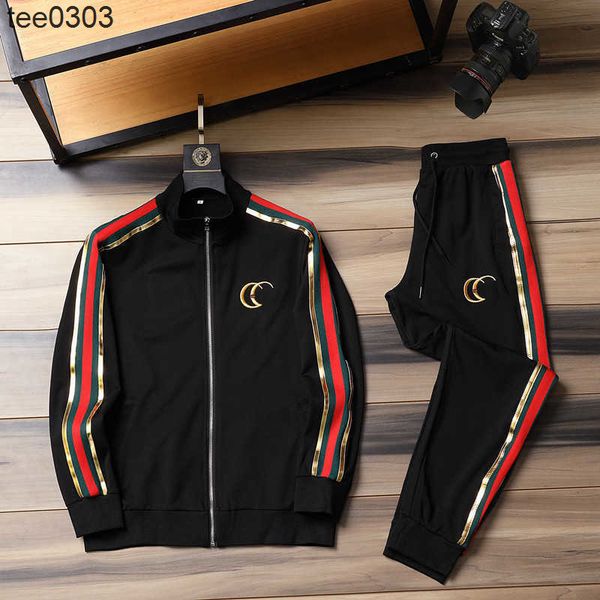 

casual roman tracksuits suit men's light luxury high-end cardigan two-piece set large european fashion trend, Gray