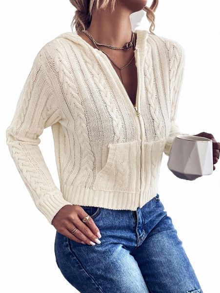 

women's sweaters cable knit drop shoulder hooded cardigan l3hk#, White;black