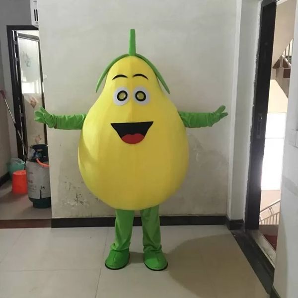 

2022 advertising props yellow pears mascot costume halloween christmas fancy party cartoon character outfit suit women men dress carnival ad, Red;yellow