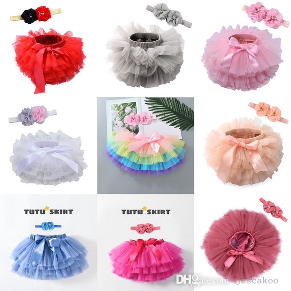 

baby girls tutu skirts bow gauze pantsskirts designer kids with headband pp short dress princess dresses baby clothes 0-3t, Blue