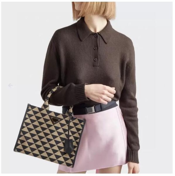 

women's handles jacquard fabric handbag embroidery bags geometric patterns designer mixed colors metal button shoulder crossbody tote l