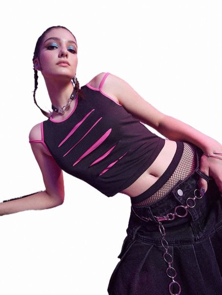 

women's tanks & camis romwe cyber luvr cut out contrast binding tank l7vo#, White