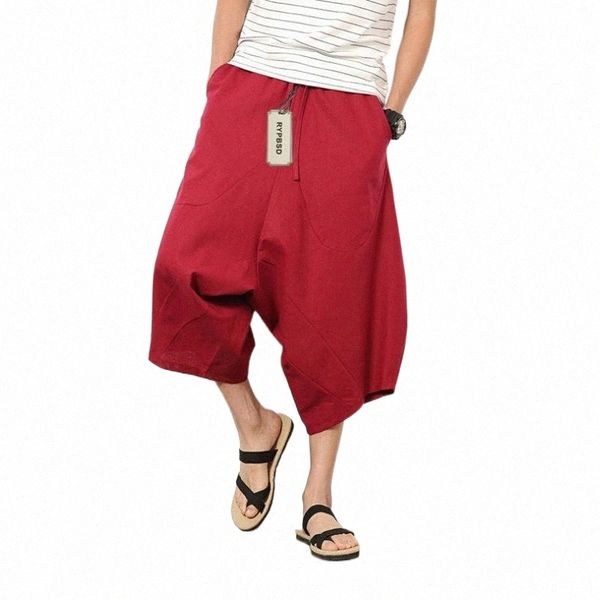 

men's pants men's pants 2021 men cotton linen summer mid waist casual hip-hop harem solid color drawstring loose cross low crotch, Black