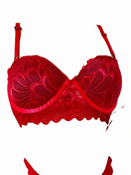

women's sleepwear floral lace scallop trim underwire bra f9jf#, Black;red