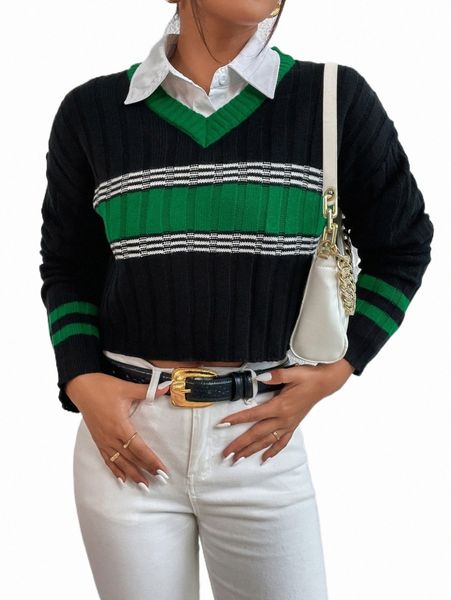 

women's sweaters stripe pattern drop shoulder sweater without blouse l99c#, White;black