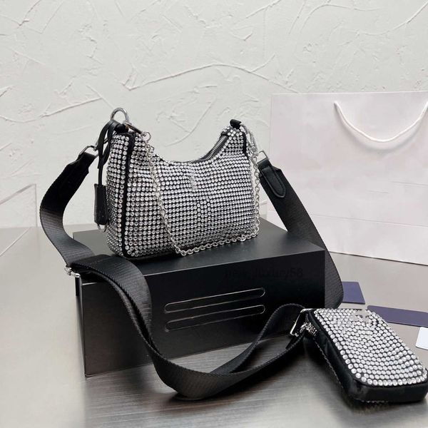 

cosmetic bags cases crossbody bags handbag fashion bright diamond women's three-in-one underarm new all-match mini multi pochette