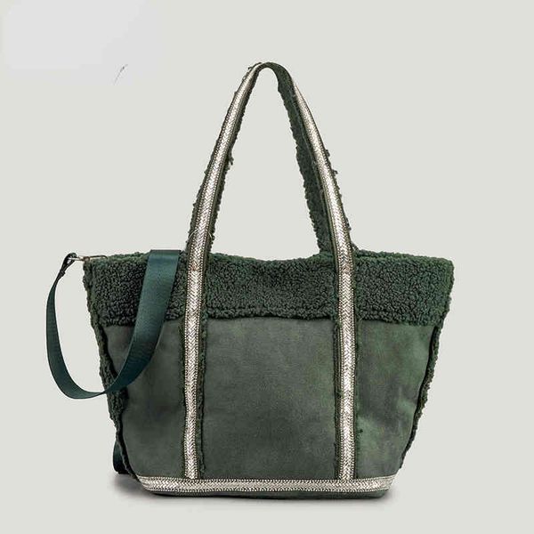 

totes handbags woolen tote bag female autumn winter fur integrated magnetic buckle handbag niche design rhinestone handle single shoulder 22