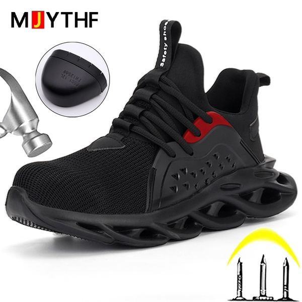 

dress shoes work sneakers men indestructible safety with steel toe cap puncture-proof male security protective 220905, Black