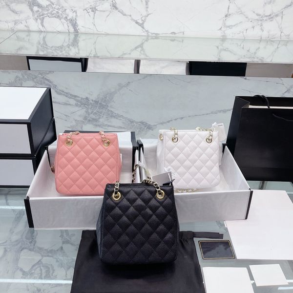 

designer mini tote black rhombic grain bucket bag white golden lychee cowhide messenger bags simple generous golden hardware accessories