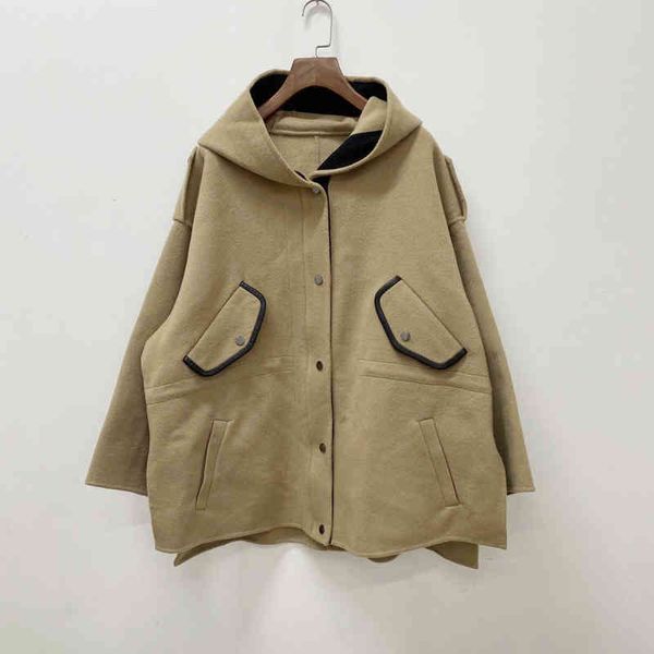 

women's jackets fadan autumn winter women's wear wool hooded shoulder sleeve waist jacket, Black;brown