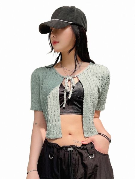 

women's t-shirt dazy solid tie front without cami x5ly#, White