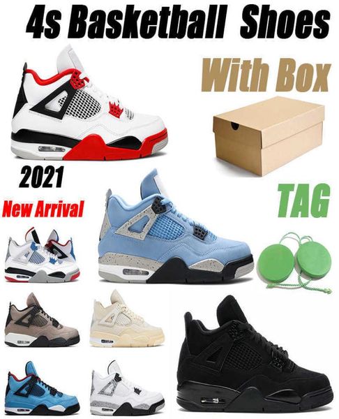 

4 mens basketball shoes 4s black cat 2021 university blue fire red white ce
