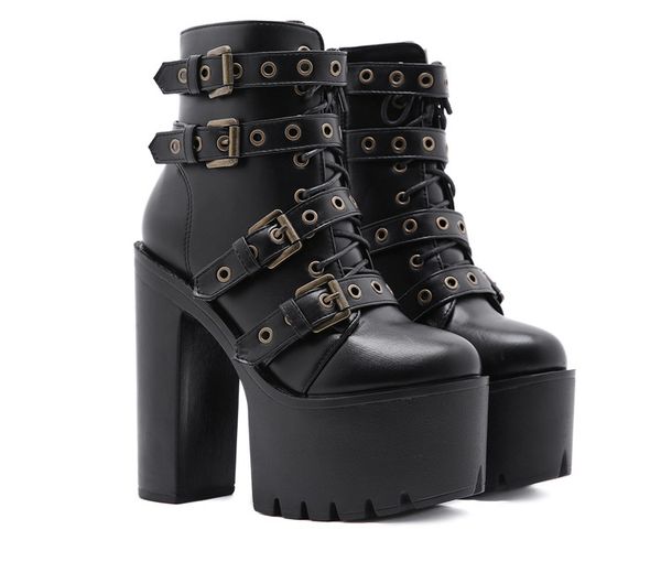 

dsigner women high heel boots heavy platform constructions black fashion boot size 35-43