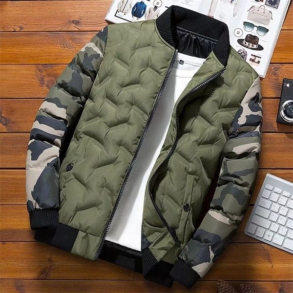 

men's down parkas mens winter jackets coats outerwear clothing camouflage bomber jacket windbreaker thick warm male military 220905, Black