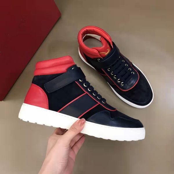 

new high men gancini sneakers shoes rubber sole lace-up man skateboard walking calfskin leather outdoor brands footwear eu38-46, Black