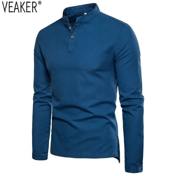 

men's t-shirts spring men's cotton linen t shirts chinese style slim fit long sleeve men solid color breathable linen shirt 22090, White;black