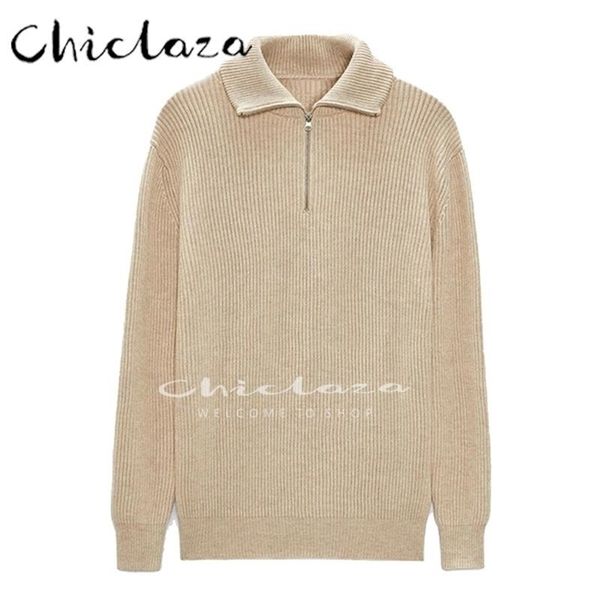 

mens sweaters chiclaza 2022 autumn men half turtleneck zip knit sweater male solid long sleeve all-match simple pullover 220905, White;black