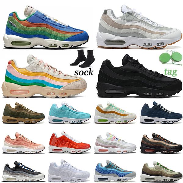 

women mens 95 running shoes 95s pink dark army light p blue iron grey greedy khaki total orange speed lacing white greedy runner trainers sn, White;red