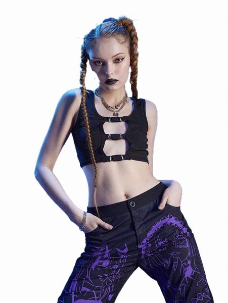 

women's tanks & camis romwe cyber luvr cut out tank e9i4#, White