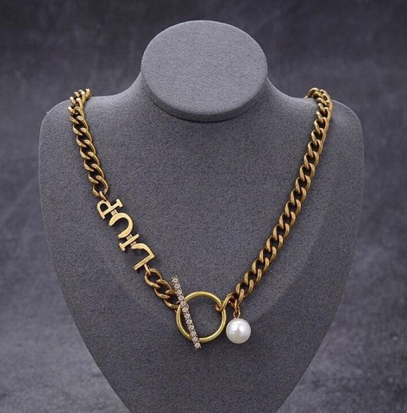 

luxury designer jewelry women necklaces gold necklace with pearl letter sta, Silver