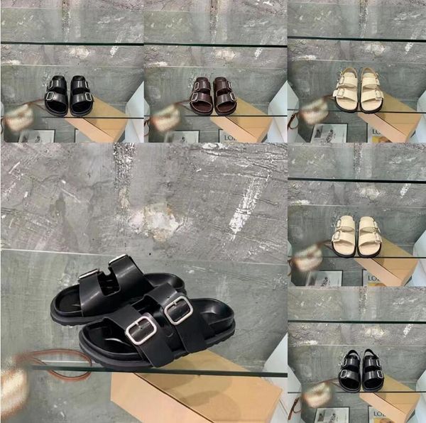 

luxury flat bottom slippers leisure outdoor beach shoes solid color designer sandal women summer slipper fashion leather sandals, Black