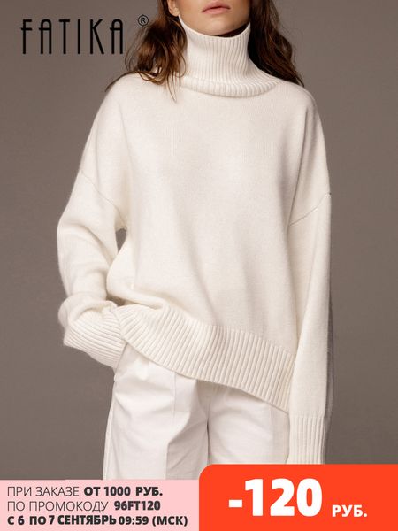 

women s sweaters fatika women turtleneck sweater female pullovers vintage warm jumper basic knitted autumn winter lazy oaf 220906, White;black