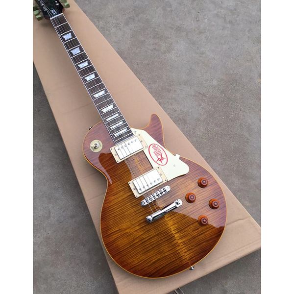

classic brand electric guitar exquisite and natural corrugated smoke color thick sound fine workmanship delivery.
