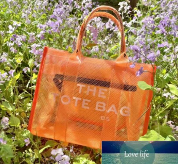 

women portable pvc shoppingbag beach bag new handbag tote bags large macaron candy color mesh trend with letters logo