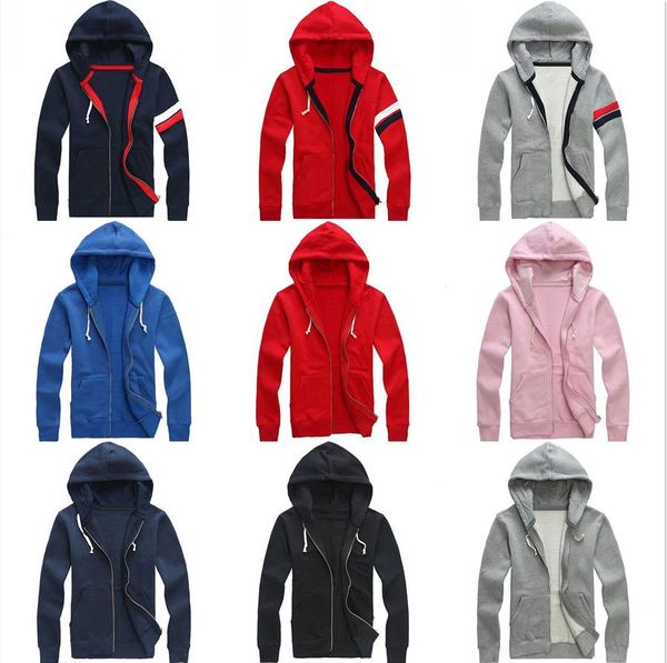 

polo solid hoodies men and women embroidery pony hiphop hooded sweatshirts cardigan jogging hoodie mens hoody track jackets fitness coats o8, Black