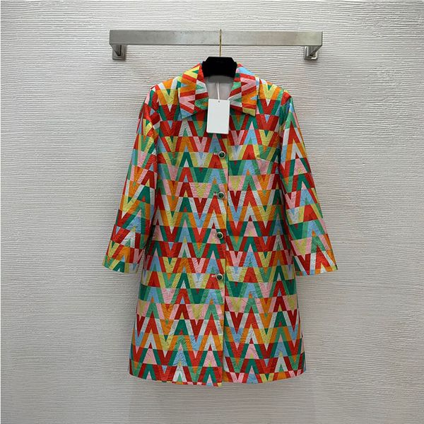 

designer 2022 women's jackets luxury fashion women green button single breasted colorful letter lady trench casual long coat outwear, Black;brown