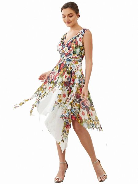 

casual dresses ever-pretty floral print asymmetrical hem dress 30up#, Black;gray