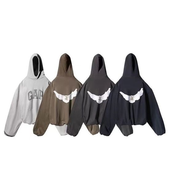 

2022 2022 22ss designer kanyes classic hoodie three party joint name peace dove printed mens and womens yzys pullover sweater hooded jacket, Black
