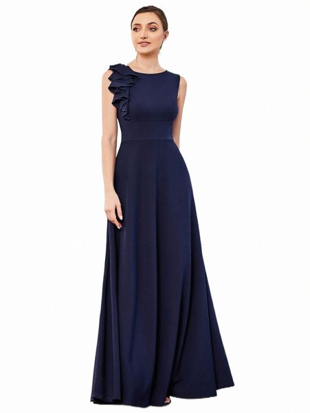 

casual dresses ever-pretty ruffle trim zip back solid dress x7gq#, Black;gray