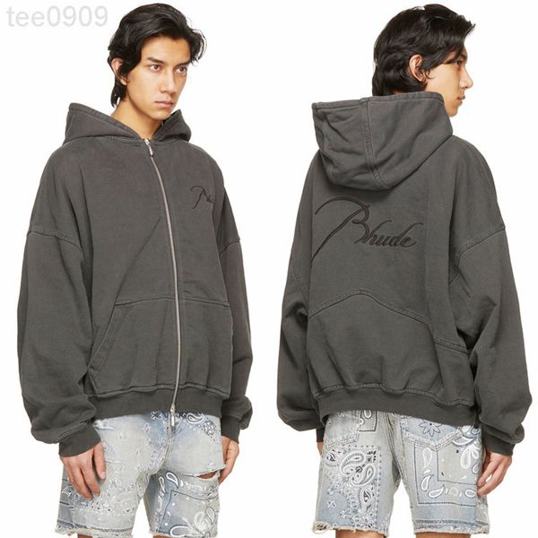 

high-grade feeling hoodies worn signature hooded cardigan sweater coat male, Black