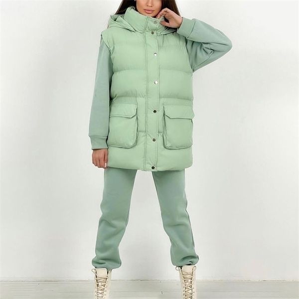 

women's tracksuits malina casual hooded cotton parkas fashion o neck coats elegant ankle banded pants jackets female ladies 220905, Gray
