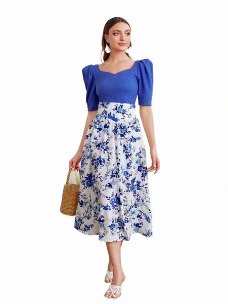 

two piece dress sweetheart neck puff sleeve & skirt set p2c0#, White