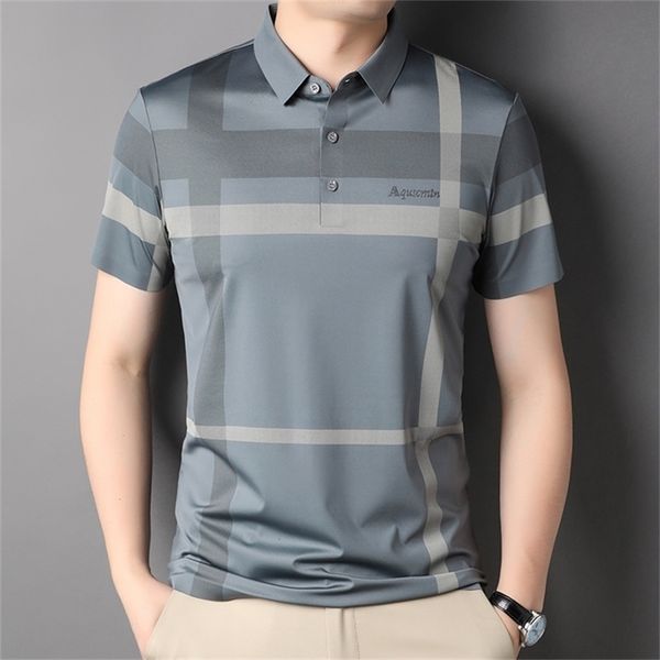 

men's polos mlshp summer short sleeve mens polo shirts luxury loose wide striped business casual thin male fashion man tees 3xl 220906, White;black
