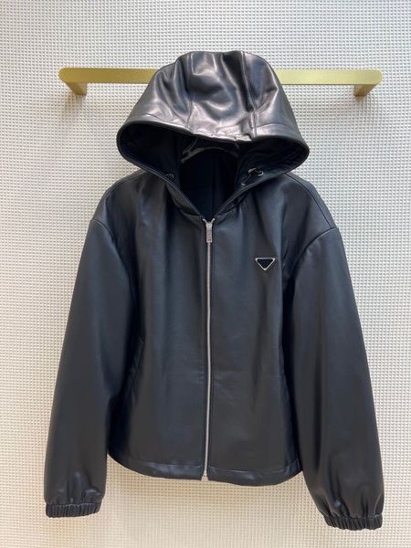 

2022 new autumn women's jackets fashion triangle hooded zip up loose casual black jacket women design street wear coat, Black;brown