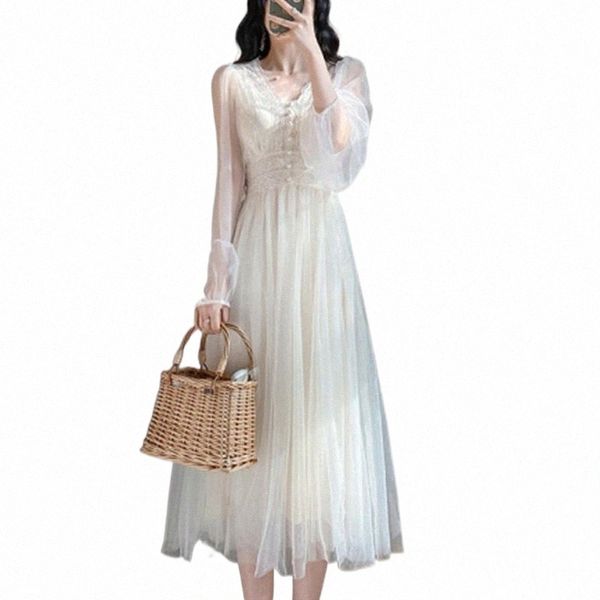

casual dresses casual dresses 2021 summer dress fashion women mesh elegant vintage v neck party club coctail long sleeve lace midi vestidos, Black;gray