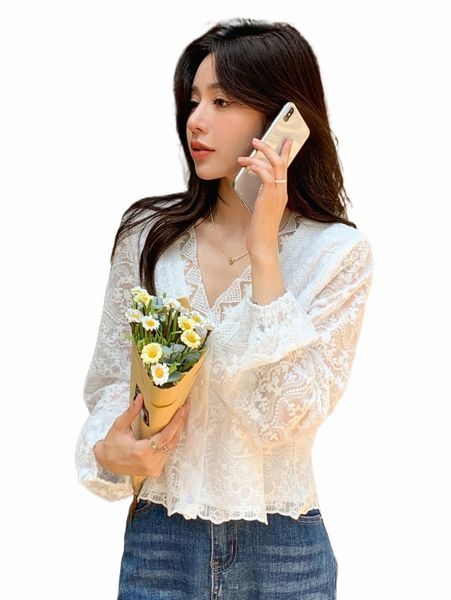 

women's blouses & shirts dazy lace trim bishop sleeve blouse b0pq#, White