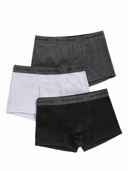 

men's sleepwear men 3pcs contrast letter tape boxer brief x5xc#, Black;brown